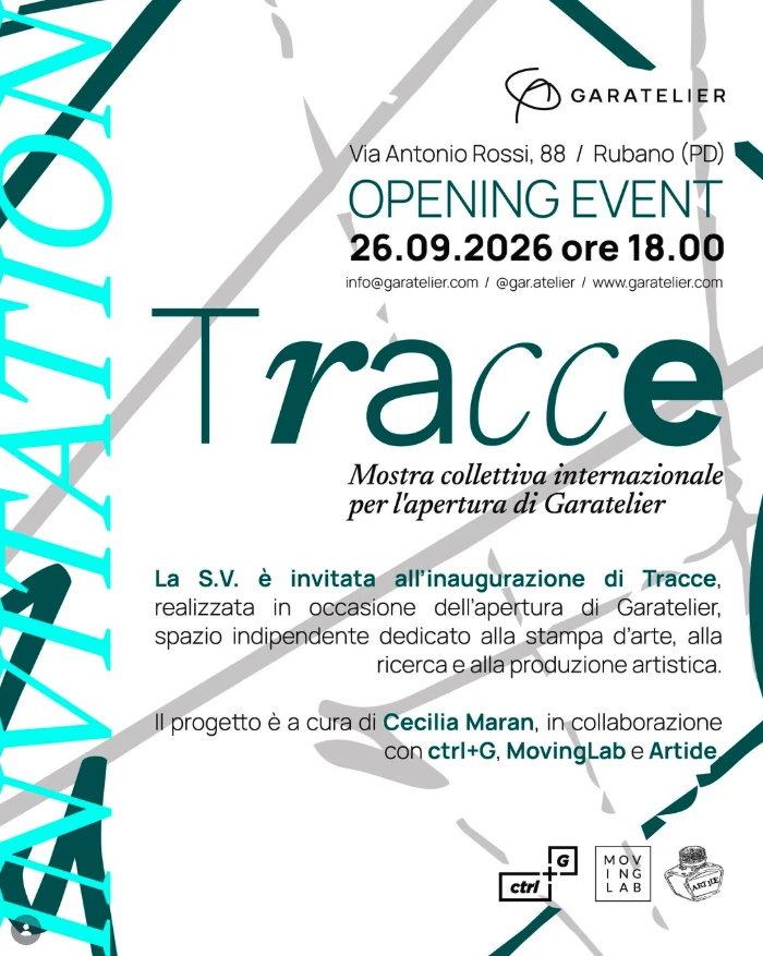 Invito all'inaugurazione di «Tracce»: 26 settembre 2026, ore 18, via Antonio Rossi 88, Rubano
