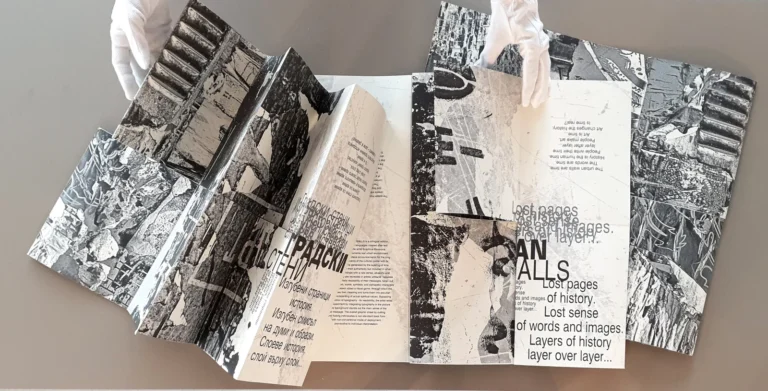 Snezhina Biserova, «Urban Walls» (2020): libro d'artista, grafica digitale, stampa a pigmenti, 25,3 × 19,5 × 3 cm